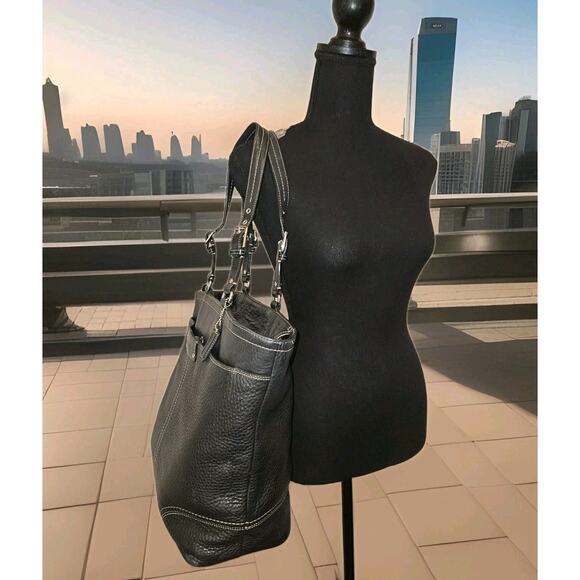 Coach Handbags - Coach Hamilton Black Pebble Leather Tote Shoulder Bag Purse F13083 16x12x5
